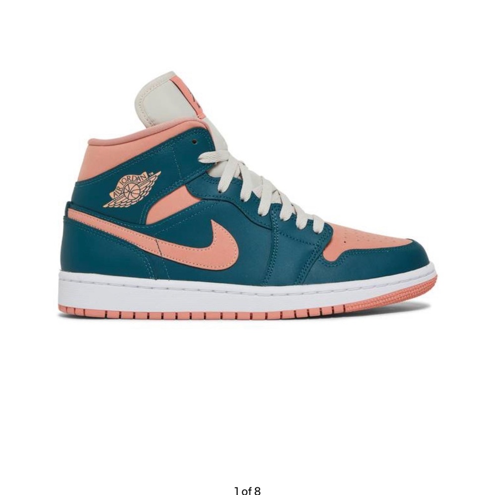 Nike Air Jordan 1 Mid Dark Teal Green Pink Salmon 6.5
